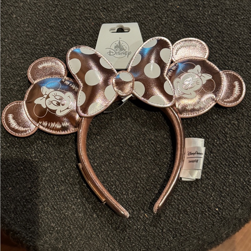 Disney Minnie Mouse Balloon Loungefly Ears Headband Rose Gold Ears 2026 NWT